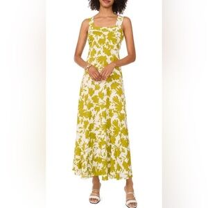 Vince Camuto Floral Maxi Dress 1X Spring Square Neck Wide Strap Chic Elegant
